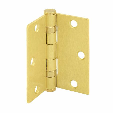 PRIME-LINE Door Hinge Commercial Smooth Pivot, 3-1/2 in. x 3-1/2 in. w/ Square Corners, Satin Brass 3 Pack U 1156263